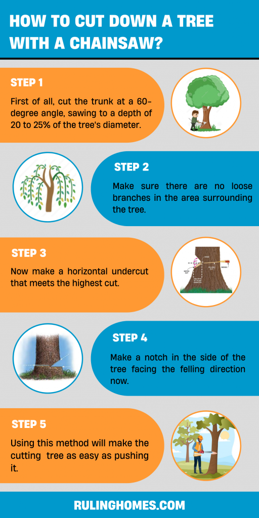 cut down a tree with chainsaw infographic